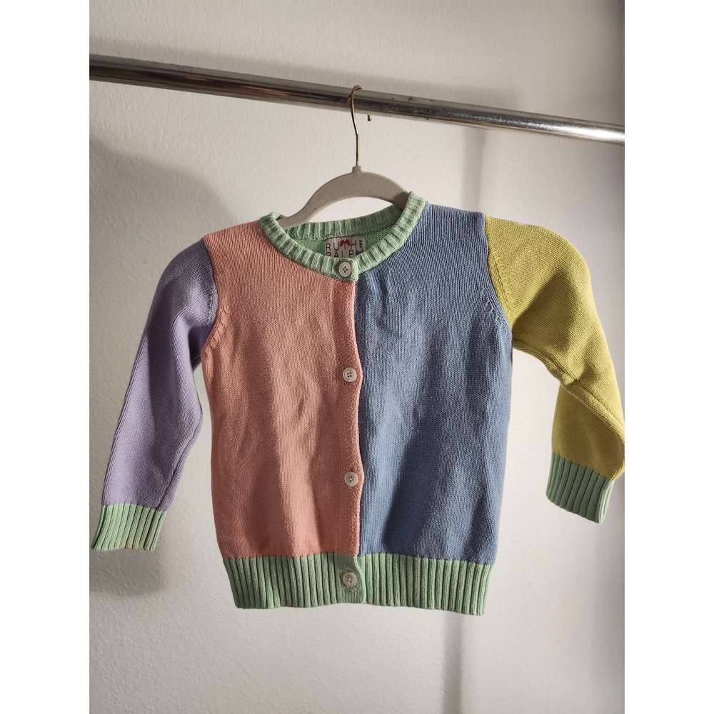 Ruth and Ralph Kids Color Block Cardigan Pastel Rainbow 4T Sweater
